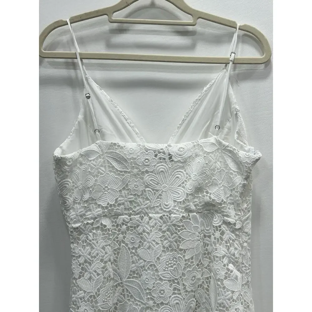 Generation Love Womens Rosie Dress Floral Lace Overlay V-Neck White Size M? NWOT
